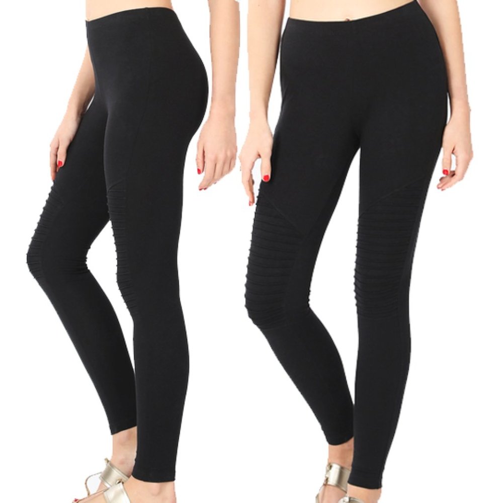 Black Cotton Motto Leggings Pants